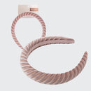 Padded Velvet Stripe Headband -  Blush