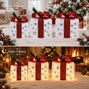 Set of 3 Christmas Lighted Gift Boxes, Gold Snowflake Boxes