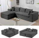 Grey Corduroy Cloud Sectional Sofa, 107" L-Shape