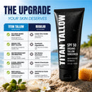Titan Tallow SPF 50 Mineral Sunscreen – Organic Grass-Fed Beef Tallow with Non-Nano Zinc Oxide – Broad Spectrum UVA/UVB, Reef Safe, for Face and Body – 5 Oz