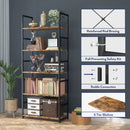 Tall 5 Shelf Vintage Bookcase With Metal Frame Storage