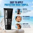 Titan Tallow SPF 50 Mineral Sunscreen – Organic Grass-Fed Beef Tallow with Non-Nano Zinc Oxide – Broad Spectrum UVA/UVB, Reef Safe, for Face and Body – 5 Oz