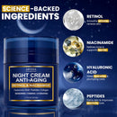 Night Cream for Women Anti Aging - Night Moisturizer for Face with Retinol, Peptides, Niacinamide - Anti-Wrinkle, Firming & Hydrating Skin Care - Fragrance-Free, Non Greasy Overnight Face Cream