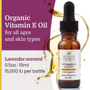 Health Priority Naturals|Vitamin E Oil - for Face/Hair - Organic, Handmade, Non-GMO, Gluten-Free, Vegan - For Scars, Wrinkles, Stretch Marks - Scented, 15,000 IU, 0.5 Fl Oz (Pack of 2)