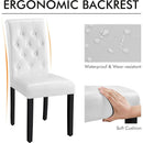 Dining Chairs Set of 6 White Leather Seat Solid Wood Legs