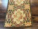Needlepoint Runner Rug 2.7 x 9.7, European French Design, Wool, Handmade, Vintage