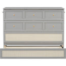 Full Size Murphy Bed with Large Drawers,Gray
