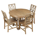 TOPMAX Rustic 5-Piece Extendable Dining Table Set Round Trestle Table and 4 Cross Back Dining Chairs for Kitchen, Dining Room, Brown
