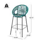 Ferrara Outdoor Patio Teal Faux Wicker Barstool Set, Durable PE Material, Ergonomic Design, Teal Wicker with Black Frame