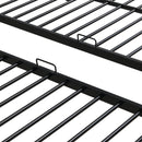 Modern Metal Triple Bunk Bed with Vertical Ladder, Safety Rail, and Storage Shelf in Black