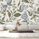 Fashionable White Wallpaper with Wildflowers Vogue