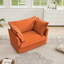 Slip-covered Armchair with 1 Big Back Cushion and 2 Big Toss Pillows, Single Deep Seat Comfy Single Couch Sofa Multiple Large Soft Pillows, Chenille Fabric, Orange
