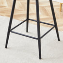 Brown Techno-Fabric Bar Chair Set - Two Pieces, Rounded Backrest, Black Metal Legs, Multiple Colors