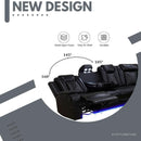 Power Recliner Sectional Sofa Black With LED Lights