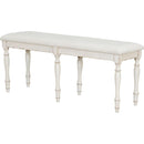 Vintage Traditional 50.4inch Upholstered Dining Bench with 6 Solid Wood Legs, Cream