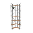 Modern 7 Shelf Bookcase with Thickened Iron Frame and Laminate in Brown MDF