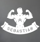 Body Builder Flexing Up Name Sign