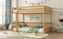 Queen over Queen Bunk Bed with Ladder and Guardrails, Natural