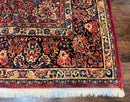 Persian Sarouk Rug 10x10, Square Persian Carpet, Red, Floral, Antique