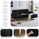82.6' Modern Sectional Sofas Couches Velvet L-Shaped Couches for Living Room, Bedroom, Black