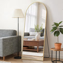 Mirror Full Length 64"X21" Full Body Floor Mirror with Stand, Shatterproof Glass, Aluminum Alloy Frame, Free Standing Wall Mounted or Leaning Arched Mirrors for Bedroom Living Room Entryway
