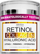 Retinol Cream for Face with Collagen and Hyaluronic Acid - Anti Aging Wrinkle Cream for Women and Men - Day and Night Facial Moisturizer for Tightening and Skin Firming - Crema Hidratante Para la Cara