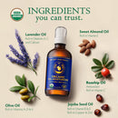 Ancient Greek Remedy Body Oil - Organic After Shower Face Oil & Body Moisturizer for Dry Skin - Almond, Jojoba, Olive, Lavender, Vitamin E Oils - Natural Clean Facial Skincare for Women & Men 4 oz