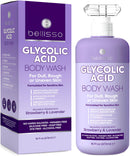 BELLISSO Glycolic Acid Body Wash - Exfoliating AHA Liquid Soap for Rough and Bumpy Skin - Gentle Exfoliant - Bump and Lump Eraser Formula - 16 Fl Oz