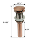 Copper Push Button Bathroom Sink Drain Stopper Without Overflow