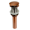 Copper Push Button Bathroom Sink Drain Stopper Without Overflow