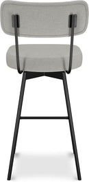 Giselle Swivel Bar Stools Set 2 29 Inch Upholstered Light Grey