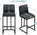 24 Inch Dark Gray Leather Counter Height Bar Stools Set 2