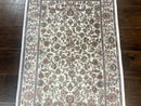 Small Turkish Silk Rug 2.6 x 4, Ivory, Allover Design, Bamboo Silk