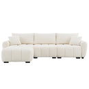 [VIDEO] 110' Modular Sectional Sofa, L Shape with Extra-large Seat, Pull-line Design, Movable Ottoman, High Density Foam, Free Combination, Sturdy Metal&Wood Frame, Boucle Fabric, 3 Colors