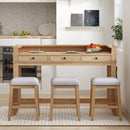 TREXM 4-Piece Dining Table Set for 3, Retro Kitchen Table and Chairs Set with 3 Storage Drawers, Ideal for Small Spaces (Natural)