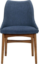 Azalea Blue Fabric and Walnut Wood Dining Chairs Set of 2