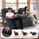 Grey Oversized 3 Seater Reclining Sofa With Console