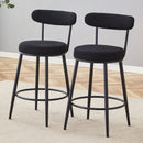 Stylish Ergonomic Bar Chairs Set with Black Breathable Cushions and Metal Legs, 35.5 Inches High, Pack of Two