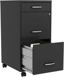 Black 3 Drawer Mobile File Cabinet With Locking Top Drawers