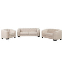 Modern Velvet Upholstered 3-Piece Sofa Set with Rubber Wood Legs in Beige