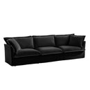 Slipcovered Sofa Couch, Modern 3 Seater Sofa with Suppleness Armrests, Chenille Fleece Deep Seat Sofa with Soft Multiple Big Pillows, Comfy Couch for Living Room, Apartment,Chenille Fabric, Black
