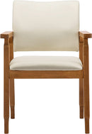Mid Century Modern Walnut Dining Chairs With Beige Fabric