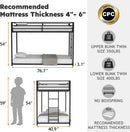 Twin Over Twin Metal Low Profile Bunk Bed With Guardrails And Ladder Black