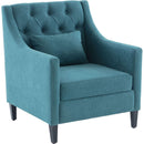 Living Room Chairs, Accent Armchair with lumbar pillow, Elegant Bedroom Reading Chair, Mid-Century Design, Upholstered Sofa Chair, Teal