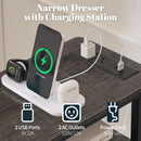 Narrow Dresser Nightstand With Led Charging Station