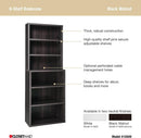 Tall Bookshelf Black Walnut Finish With Adjustable Shelves