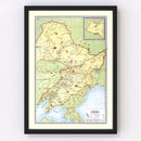 Vintage Map of Manchuria China, 1917