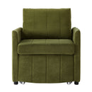 Upholstered Convertible Sleeper Sofa with Adjustable Backrest, Side Pockets, Storage Basket, Green Chenille, 31.5'