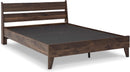 Queen Panel Platform Bed Dark Brown Walnut Storage