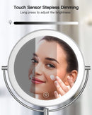 9 Inch Wall Mounted Lighted Magnifying Mirror 1X 10X LED